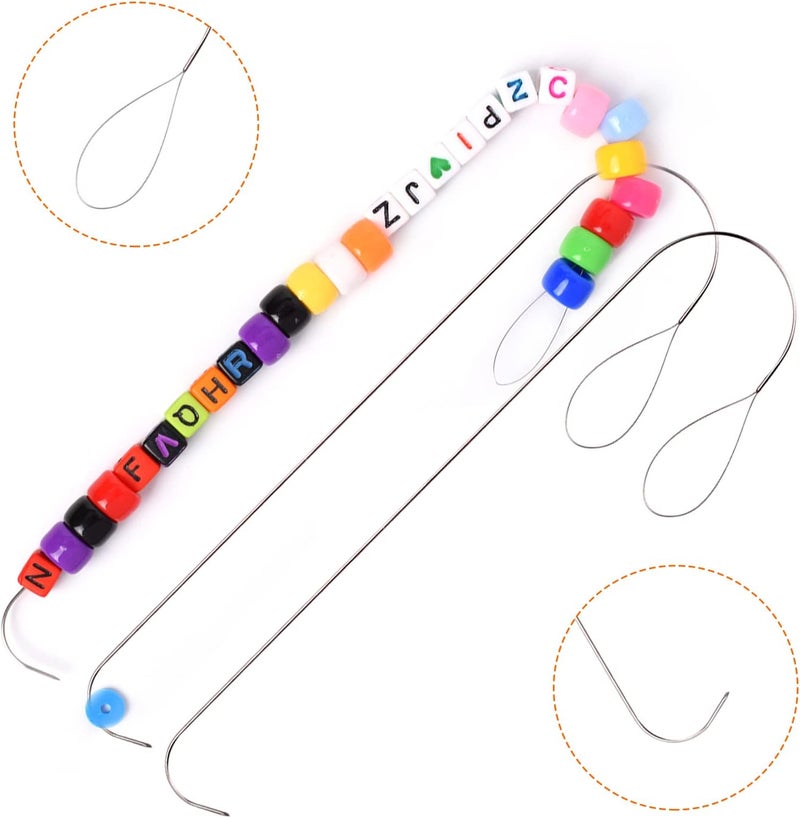 AUTEMOJO 3 Pieces Big Eye Beading Needle with Handle, 5.3" Stainless Steel Beading Needle for Beading, Glass Beads, DIY Handmade Bead Making, Beaded Bracelet Ring Necklace Various Handmade Jewelry Making - Image 2
